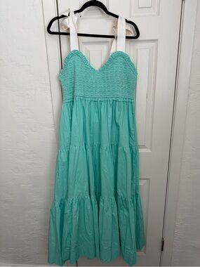 Lovelo Mint Green Tiered Maxi Dress with Cream Tie Straps 3X